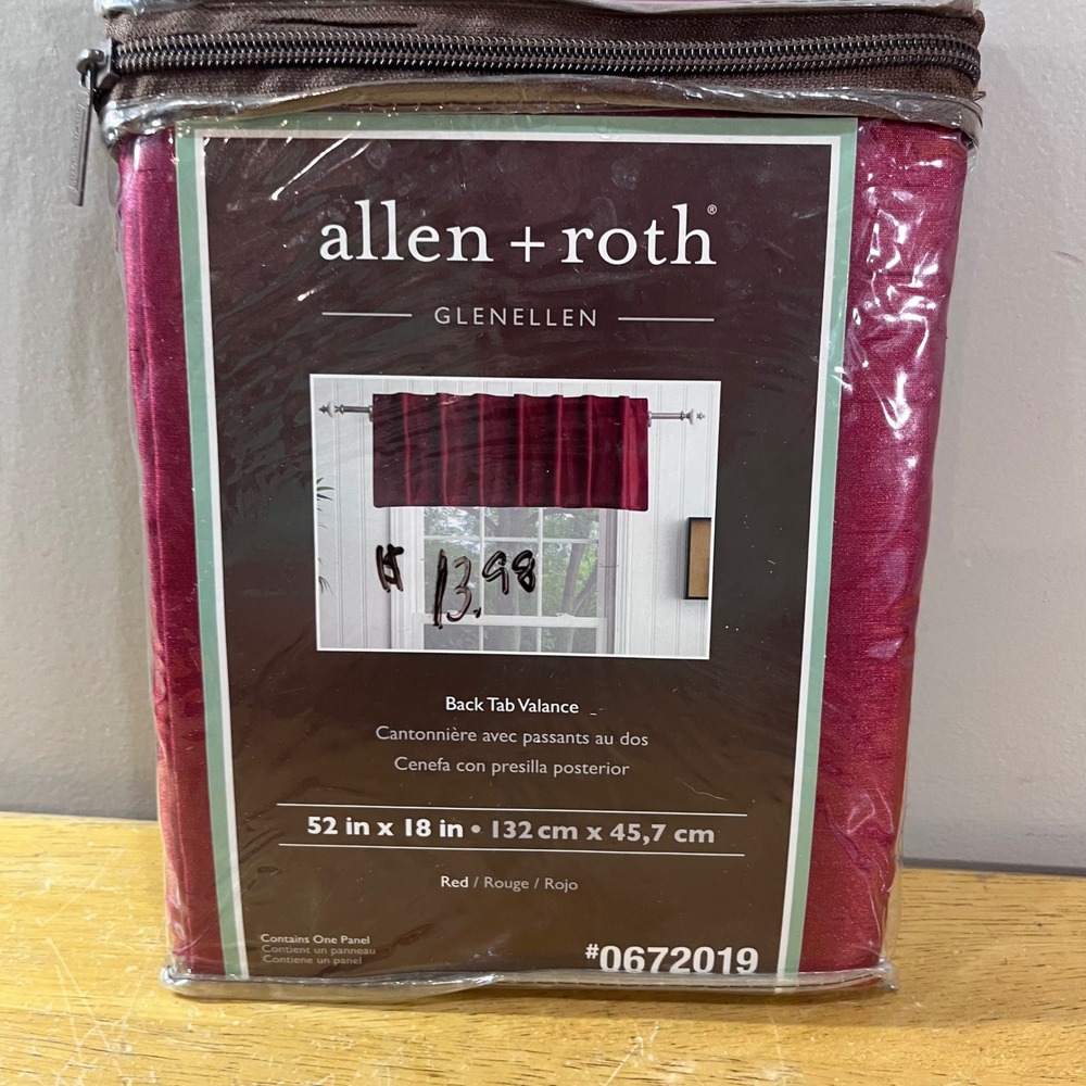 Allen + Roth Glenellen Red Back Tab Valance 52x18 Window Treatment #0672019